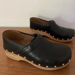 Dansko Black Perforated Leather Studded Clogs size 41